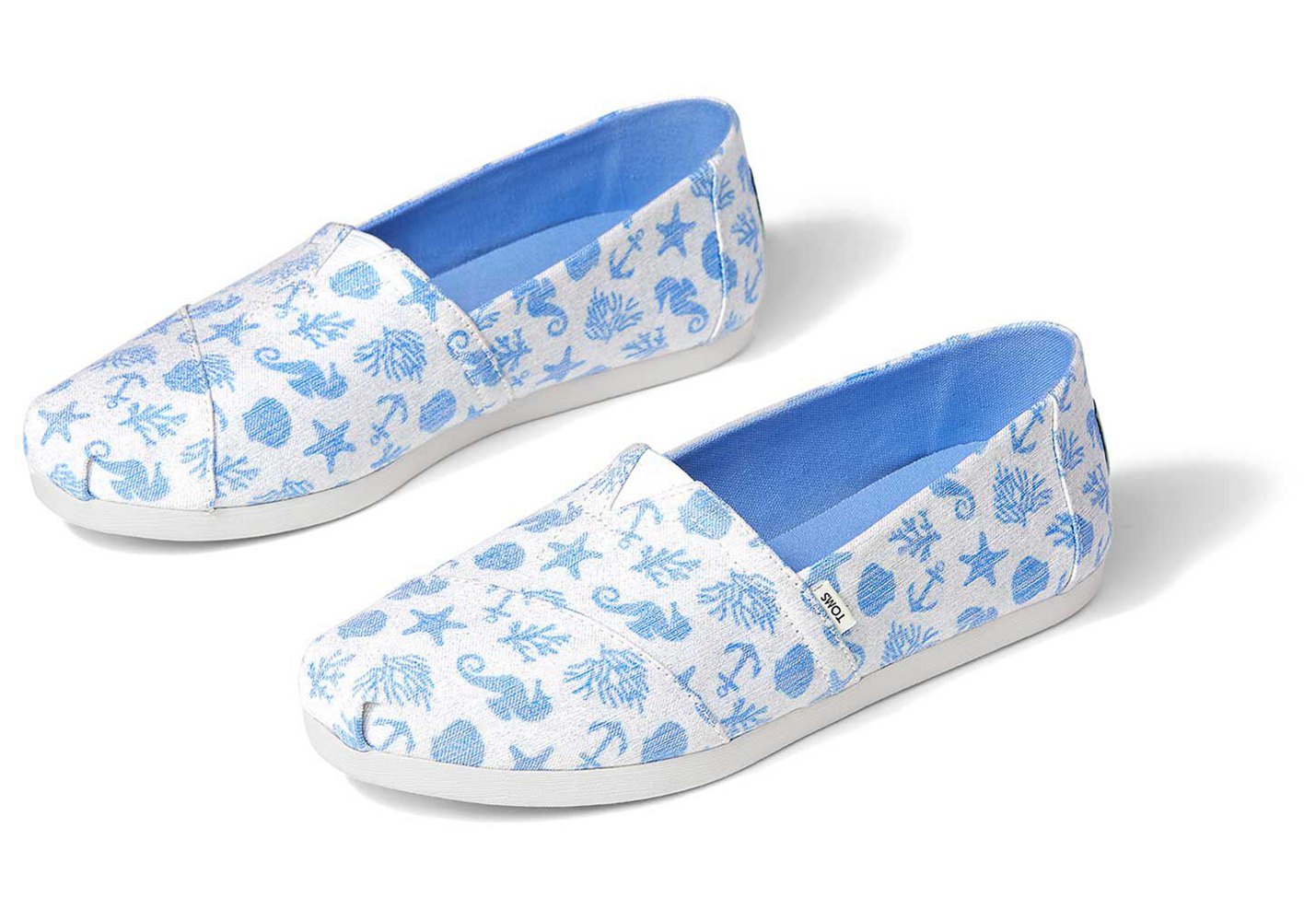 Toms Espadryle Damskie Białe/Niebieskie - Alpargata Seahorses - 43JDGCVBL